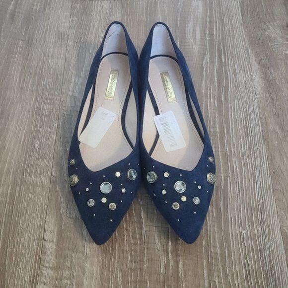 Louise et Cie 'Lo Alwick' Suede‎ Flats with Rhinestones & Studs - Picture 2 of 7